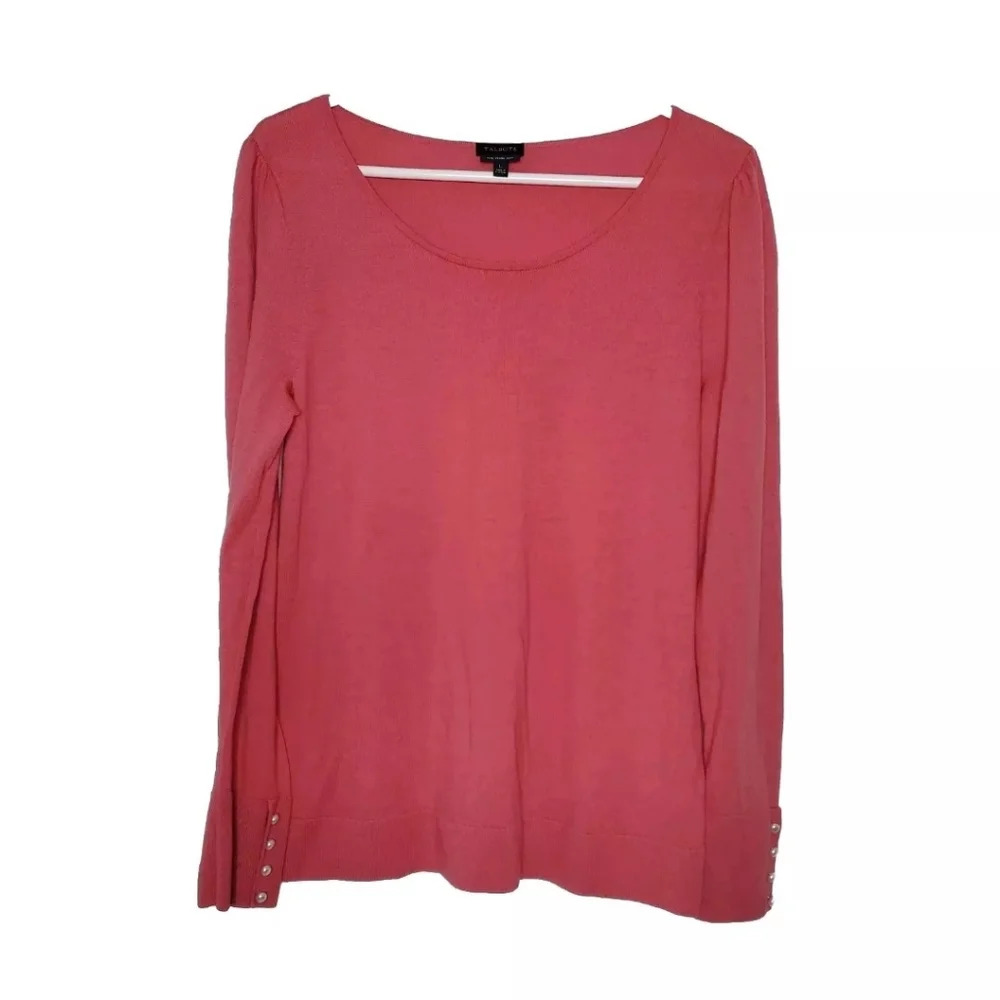 Talbots Scoop Neck Long Sleeve Sweater in Coral Pink